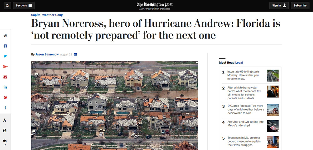 Bryan Norcross, hero of Hurricane Andrew: Florida is ‘not remotely prepared’ for the next one